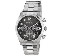BREIL Reloj Hombre Classic Elegance Mono-Color Negro CRONÓGRAFO Movimiento Cuarzo y Pulsera DE Acero Plateado EW0227