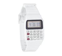 Reloj calculador electrónico de silicona multitiempo para muñeca, blanco, One Size