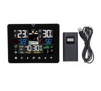 Reloj calendario meteorológico inalámbrico, pantalla táctil a Color, Sensor RF, medidor de temperatura y humedad para interiores y exteriores