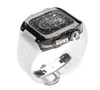 Reloj Case+Kit de modificación de la correa de reloj, para Band 44 mm de 45 mm, cubierta de cristal de goma de lujo, para iWatch Series 4 5 6 7 8 SE