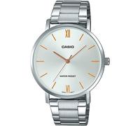 Reloj Casio caballero MTP-VT01D-7B esfera plateada saetas cobre correa metálica plateada