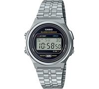 Casio Reloj Cuarzo Unisex 39.00mm con dial Digital Negro y Correa de Pulsera de Metal Plata A171WE-1AEF