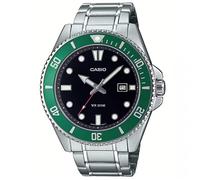Casio MDV107D-3AV - Reloj de Buceo para Hombre, Acero Inoxidable, 200 m, Esfera Negra, 3 Agujas, Color Negro, Negro, Deportes