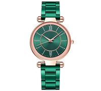 Reloj casual de cuarzo con correa de acero inoxidable, reloj de pulsera analógico para mujer, reloj de pulsera para parejas con luz, verde, talla única