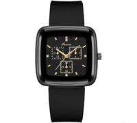 Reloj casual de cuarzo para mujer con cómoda correa de silicona, diseño redondo para uso diario, actividades deportivas y vida estudiantil (G)