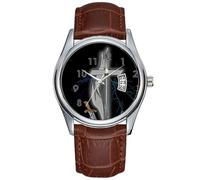Reloj casual impermeable de cuarzo para hombre, reloj de fecha, clásico, de negocios, de cuero marrón, reloj de pulsera de Navidad, soldado cristiano, mercancía reloj de pulsera, Marrón, Comercial