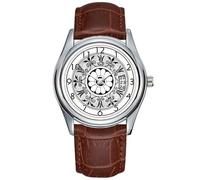 Reloj casual impermeable de cuarzo para hombre, reloj de fecha, clásico, de negocios, de cuero marrón, reloj de pulsera de Navidad, reloj de pulsera Fleur-de-LYS, Marrón, Comercial