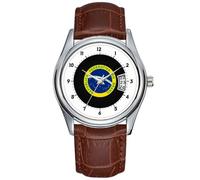 Reloj casual impermeable de cuarzo para hombre, reloj de fecha, clásico, de negocios, de cuero marrón, reloj de pulsera de Navidad, sello del estado brasileño, relojes de pulsera, Marrón, Comercial