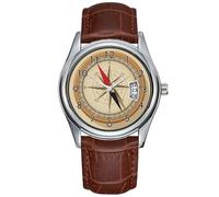 Reloj casual impermeable de cuarzo para hombre, reloj de fecha, clásico, negocios, cuero marrón, reloj de pulsera de Navidad, brújula náutica, relojes de pulsera steampunk, Marrón, Comercial