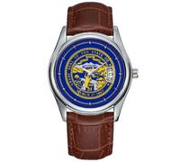 Reloj casual impermeable de cuarzo para hombre, reloj de fecha, clásico, negocios, cuero marrón, reloj de pulsera de Navidad, reloj de pulsera con diseño de bandera del estado de Nebraska, Marrón,