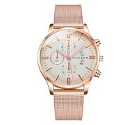 Reloj clásico con calendario para hombre, acero inoxidable, decorativo, con tres ojos, fecha graduada, analógico, cuarzo, moderno, casual, negocios, correa de malla, E., pulsera