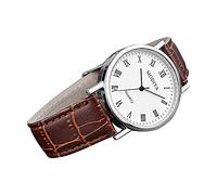 Reloj clásico creativo con correa de reloj de escala romana para hombre, calendario, reloj de cuerda para hombre, sin batería, marrón, talla única