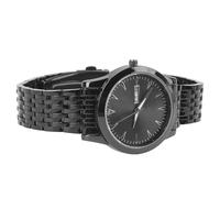 Reloj Clásico de Cuarzo para Hombre, Pantalla de Calendario Dual, Función Luminosa, Reloj de Vestir de Acero Inoxidable Resistente Al Agua, Visualización Precisa de (Black)