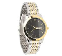 Reloj Clásico de Cuarzo para Hombre, Pantalla de Calendario Dual, Función Luminosa, Reloj de Vestir de Acero Inoxidable Resistente Al Agua, Visualización Precisa de (Cara Negra