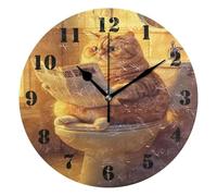 Reloj Cocina Pared,Periódico para el baño de Gatos,Moderno Relojes Sin Marco Reloj de Pared Redondo para Cocina Escuela 25cm