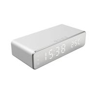 Reloj con Estación de Carga,Soporte para teléfono con pantalla de temperatura con retroiluminación LED - Cargador de teléfono con alarma nocturna - Para uso en el dormitorio, en la mesita de noche y