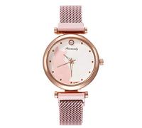 Reloj con hebilla de reloj con imán de aleación de moda para mujer, reloj de dos tonos para mujer, rosa, talla única