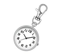 Reloj con llavero - Reloj multifuncional luminoso con clip en mosquetón, brújula, llavero redondo, reloj colgante portátil | Reloj de mosquetón multifuncional luminoso con clip para exteriores, plata