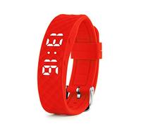 Reloj con recordatorio vibrador (Instrucciones en español): con hasta 10 alarmas personales o recordatorios de píldoras por día (Rojo, Pequeño)