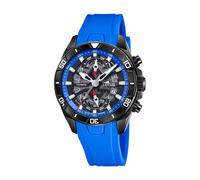 Lotus Reloj Hombre 18945/2 Vortex Caja de Acero Inoxidable 316l Negro Correa de Caucho Azul