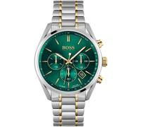 Reloj cronógrafo Hugo Boss Champion para hombre 1513878 - Esfera verde, pulsera de acero bicolor nuevo