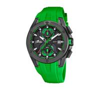 LOTUS Reloj Hombre Analógico de Caucho Verde - Movimiento de Cuarzo - Cronógrafo - Calendario - Cristal Mineral de Alta Resistencia - Resistente al Agua 10 ATM 18943/4 Vortex