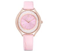 Reloj Crystalline aura, Fabricado en Suiza, Correa de piel, Rosa, Acabado tono oro rosa OS
