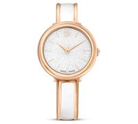 Swarovski Reloj Crystalline Bangle, Fabricado en Suiza, Swiss Made, Brazalete de Metal, Cierre Plegable, Metal, Cristales, Mecanismo de Cuarzo, Acabado en Tono Oro Rosa, Blanco