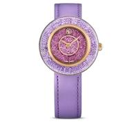 Reloj Crystalline Lustre, Made in Suiza, Correa de piel, Púrpura, Acabado en tono oro rosa, Violeta