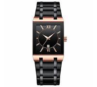 Reloj cuadrado de acero inoxidable para hombre con muñeca grande y fecha, analógico, de cuarzo, a la moda, de negocios, casual, para mujer, C, talla única
