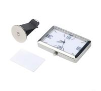 Reloj cuadrado interior de coche con movimiento electrónico de cuarzo y espejo de cristal con adhesivo y abrazadera para colocación en el salpicadero (I)