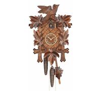 Reloj cucú 5-follaje con pájaro, 8 días de cuerda, nogal