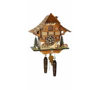 Reloj cucú de cuarzo Casa de la selva negra con leñador y rueda de molino que...