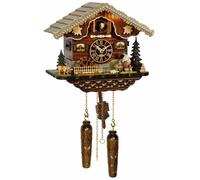 Reloj cucú de cuarzo Casa de la selva negra con leñador y rueda de molino que...