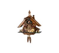 Reloj cucú de cuarzo Casa de la selva negra con leñador y rueda de molino que...