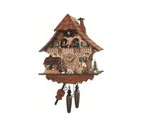 Reloj cucú de cuarzo Casa de la selva negra con leñador y rueda de molino que...
