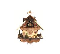 Reloj cucú de cuarzo Casa de la selva negra con leñador y rueda de molino que...