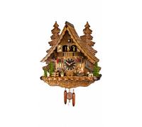 Reloj cucú de cuarzo Casa de la selva negra con música, balancín y rueda de ...