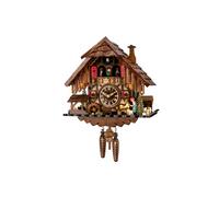 Reloj cucú de cuarzo Casa de la selva negra con rueda de molino que se mueve,...