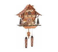 Reloj cucú de cuarzo Casa de la selva negra con rueda de molino y hombre carg...