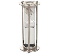 Reloj de agua con base de aluminio, recipiente de cristal acabado en plateado