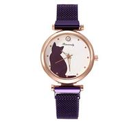 Reloj de aleación con hebilla para mujer, con imán, esfera para hombre, morado, talla única