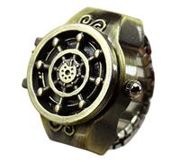 Reloj de anillo de engranaje clásico: look mecánico, pieza de moda | Diseño de reloj a la antigua, joyería de desgaste a mano única de acero inoxidable para excursión, recepción, aventura, aderezo de