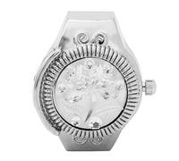 Reloj de Anillo, Reloj de Anillo de Dedo Revoloteando el Anillo de la Cubierta del Dedo del Dedo Reloj Red Rose Flower Women Finger Quartz (WHITE)