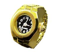 Reloj de anillo, vintage Novelty Finger Watch, 1.81 in Stylish Accessory, Classic Analog Clock, Round Finger Timepiece for Women Men, Unique Fashion Jewelry, Gold, A, Se référer au descriptif,