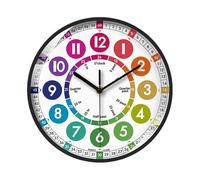 Reloj de Aprendizaje genérico para - Herramienta de Tiempo Colorida, Reloj de Pared Educativo, Temporizador de Estudio silencioso, Entrenador de Tiempo analógico | No Tic- con diseño de Colores