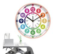 Reloj de aprendizaje para - 10 pulgadas sin ticles silenciosos, profesor de tiempo analógico a powered | Números coloridos fáciles de leer Corloge de manos móviles, comprobando el tiempo de salida