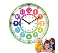 Reloj de aprendizaje para niños, 10.0 in, sin tictac, para aprender a decir la hora, silencioso, funciona con pilas, educativo, enseñanza del tiempo, reloj de pared para niños, colorido reloj de pared