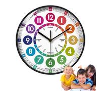 Reloj de aprendizaje para niños de 10 pulgadas: reloj de pared tranquilo que no se mete, esmerilógico fácil de leer | Reloj educativo con batería para niños, decoración de la habitación de colores bri