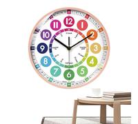 Reloj de aprendizaje para niños - Reloj sin tic-tac de 10 pulgadas, Aprender a leer la hora | Reloj analógico para niños con pilas, reloj de pared silencioso ajustable, ayuda visual colorida